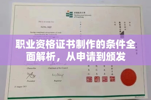 漳州职业资格证书制作的条件全面解析，从申请到颁发